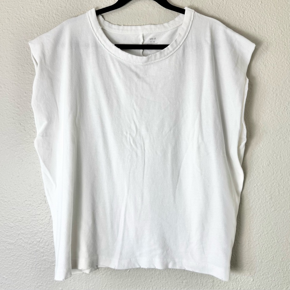 Aerie White Sweatshirt Muscle Tee Size Medium